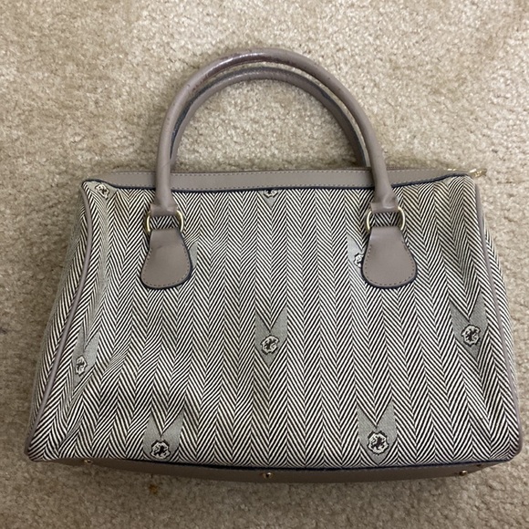 Vintage John Romain Purse Handbag Logo Tan Medium Zipper Top - Picture 5 of 12